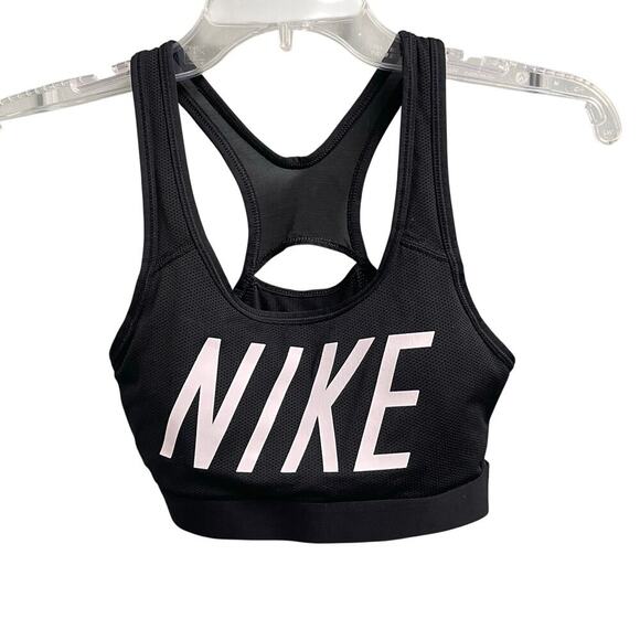 Nike Womens Black Logo Sports Bra Size Small Athletic Athleisure Workout - Picture 1 of 4